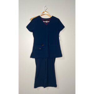 NWT KOI Basics 2pc Scrub Set XS Silky Navy Nursing Medical